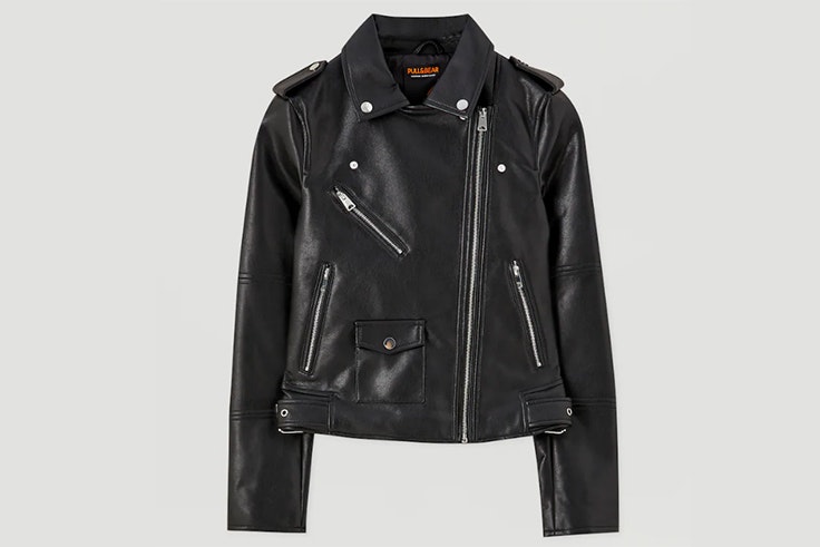 Chaqueta de cuero tipo biker en color negro de Pull and Bear