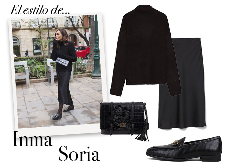 Inma Soria y su total black look