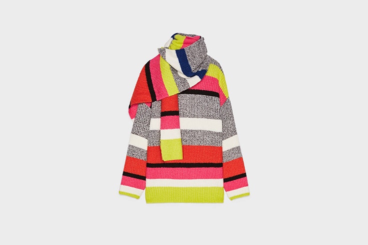 jersey con bufanda multicolor de bershka prendas para el frío