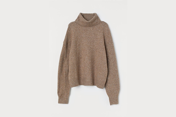 jersey de cuello alto beige grisaceo de punto hym Anna Ponsa López