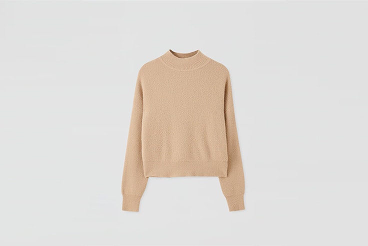 jersey de pelo corto y cuello perkins de pull and bear