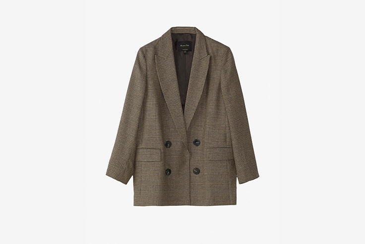 americana de cuadros de doble botonadura de massimo dutti blazers para entretiempo