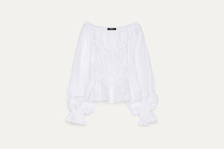 blusa de popelin con fruncidos con bershka blusas románticas