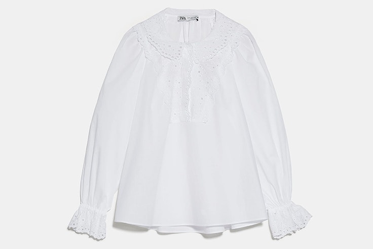 Camisa de cuello bobo y manga larga zara