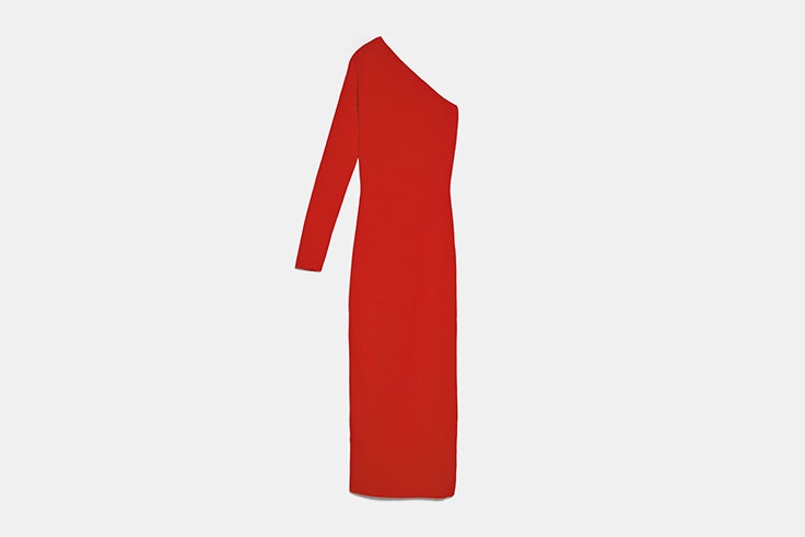 vestido largo asimetrico rojo de zara looks de fiesta