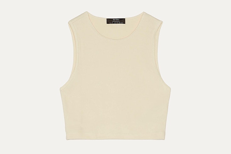 Top blanco de tirantes de Bershka