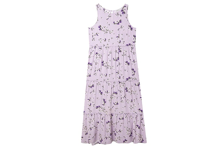 Vestido de tirantes con estampado de flores en color lila stradivarius