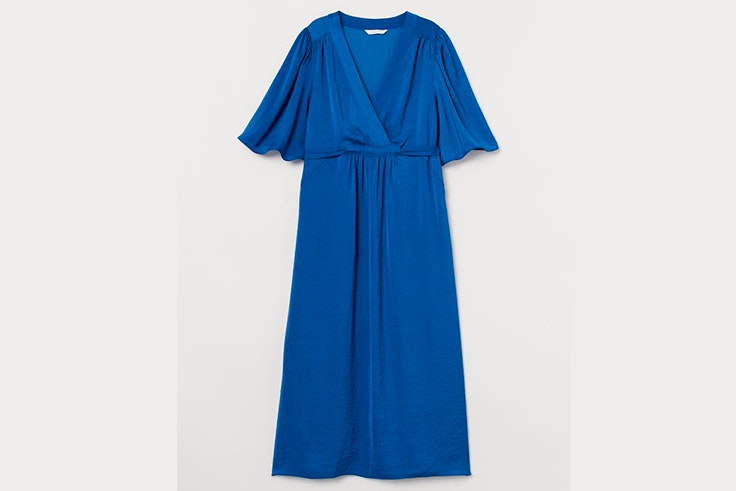 Vestido azul eléctrico satinado de H&M