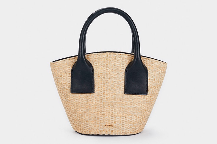 Bolso mini de rafia con asa negra de Parfois
