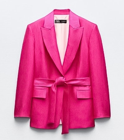 Blazer com cinto cor de rosa - Zara