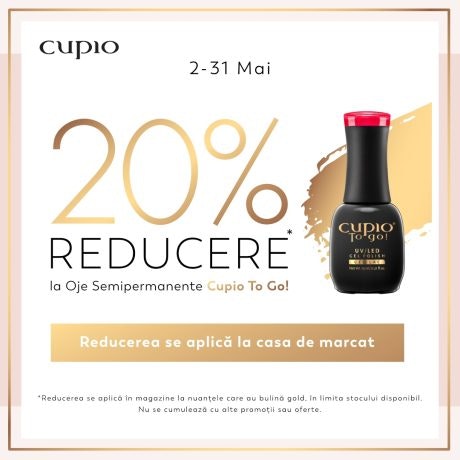 Până pe 21 mai, Cupio ți-a pregătit 20% REDUCERE* la Oje Semipermanente Cupio To Go!