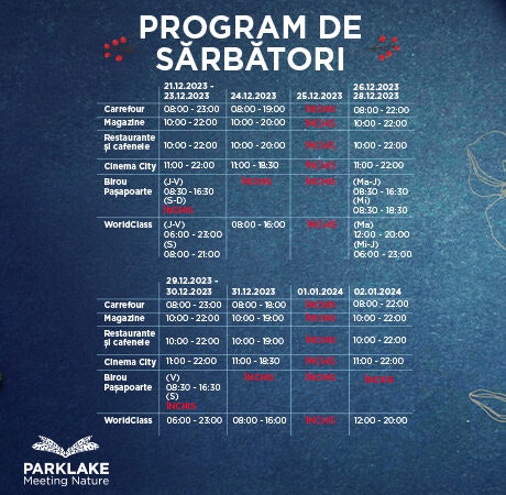Program de sărbători, decembrie 2023