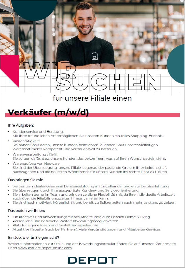 Stellenausschreibung-Depot-Verkäufer