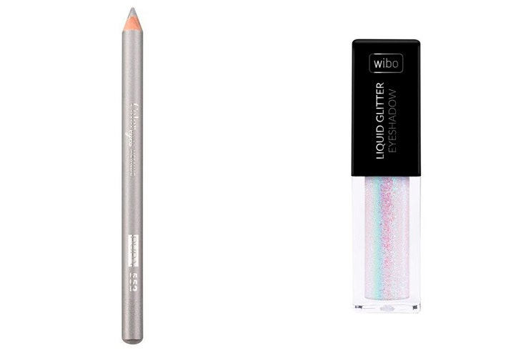 Lápiz metalizado de PUPA MILANO y Liquid glitter de Wibo - Ambos disponibles en Primor